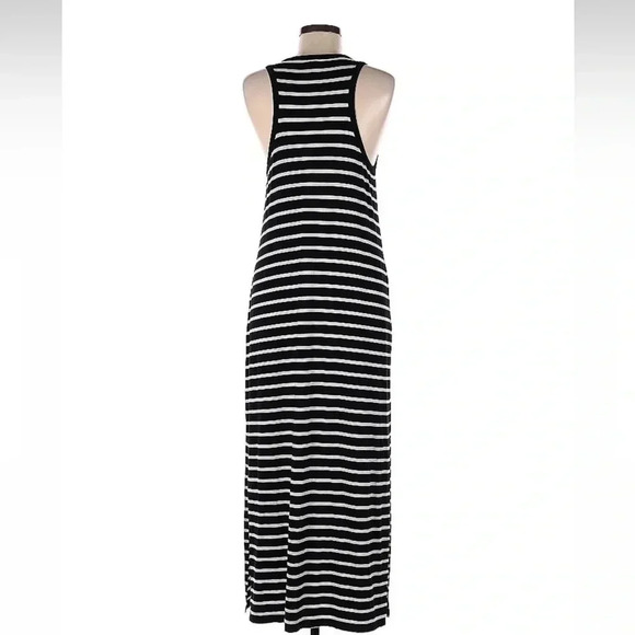 J. Crew Black White Striped Racerback Maxi Dress Tank Side Slits Size M Medium - Picture 3 of 3